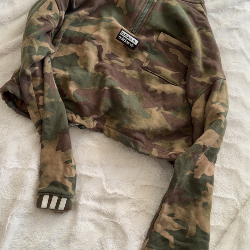 Adidas Camouflage Cropped Hoodie
